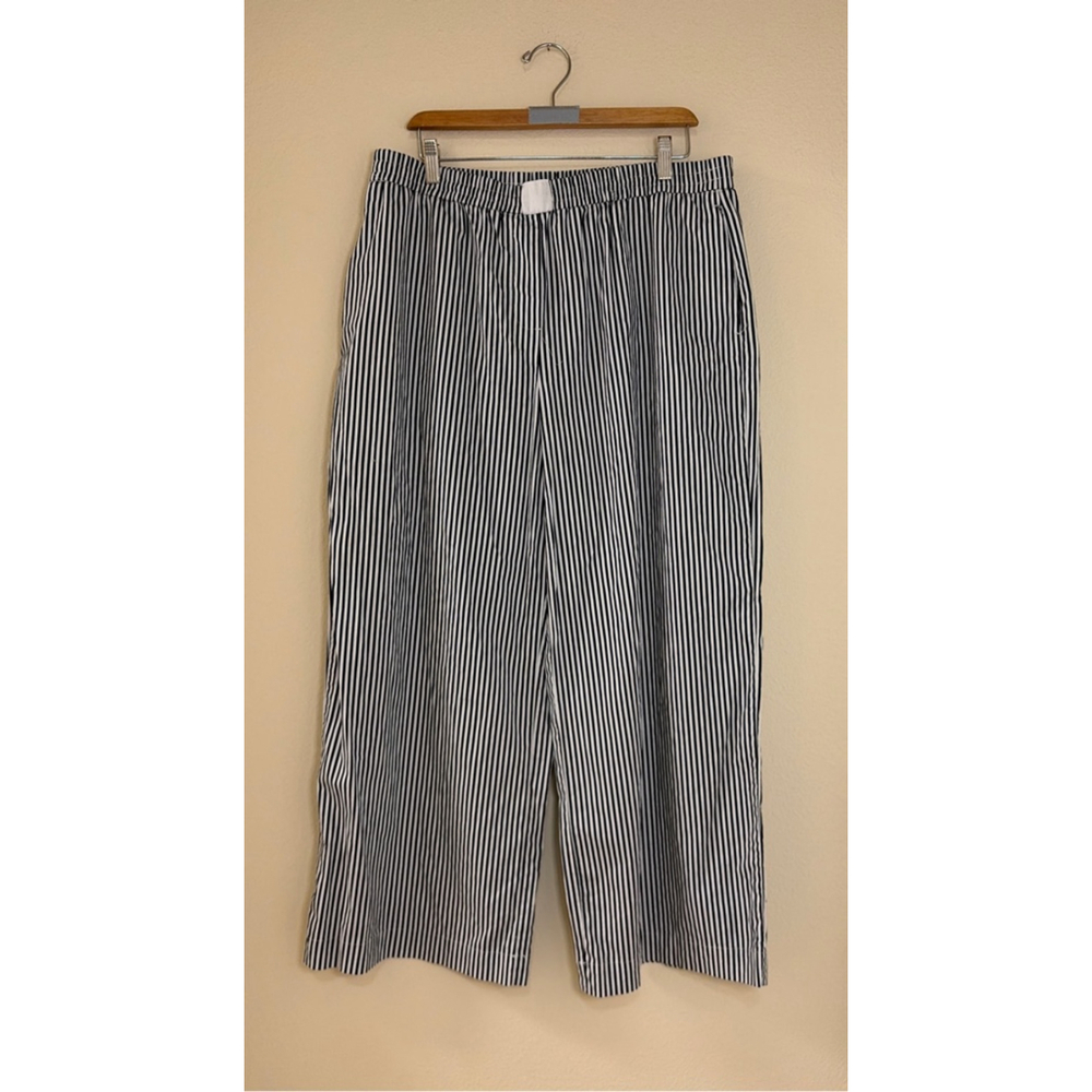 Belle Vere Women's Size XL Striped Wide Leg Cotton Pants Nautical Styling